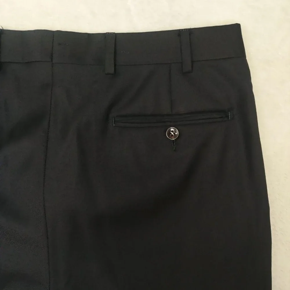 Suitsupply Pants Men 33x32 Black Slim Wool Lined Flat Front Dress Slacks Suit